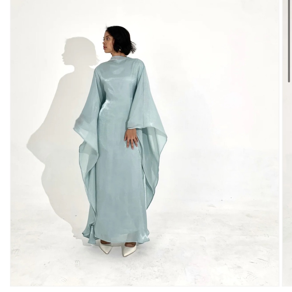 Esme New York aqua Blue kaftan butterfly abaya Dress Dubai